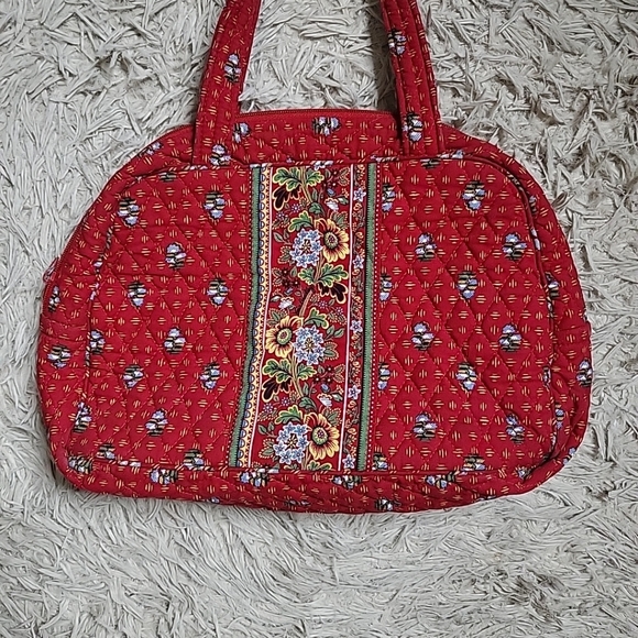 Vintage Retired Pattern Vera Bradley Provincial Red Small Bowling Bag Purse Y2K - Picture 2 of 13
